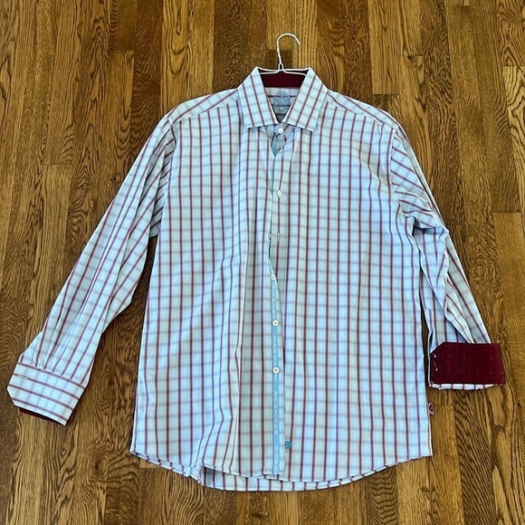 English Laundry Men’s Blue & Red Check Dress Shirt Neck Size 17 Shirt Size 34/35 - Picture 1 of 8